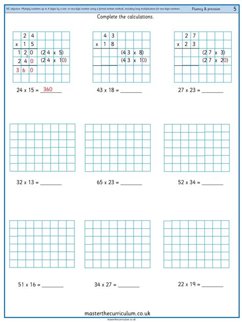 multiplying 2 digits by 1-digit worksheet|Formal Written Methods .